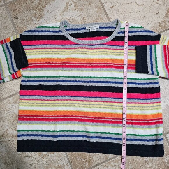 Liz Claiborne XL Multicolor Striped 100% Cotton Sweater Preppy Retro Classic - Picture 6 of 6